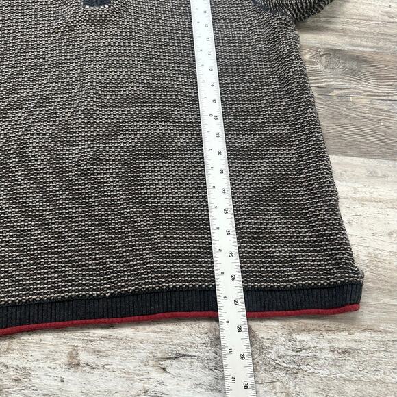 Carbon‎ 2 Cobalt Black Tan Mens L 1/4 Zip Pullover Oslo Textured Sweater Hoodie - Picture 6 of 7